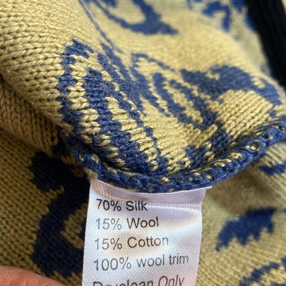 Covelo Silk/Wool/Cotton Blend Sweater Blue/Yellow Size M - Picture 11 of 11